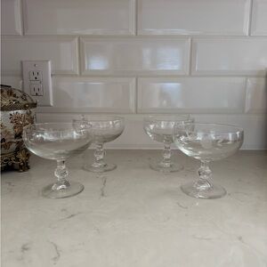 Princess House Heritage Etched Crystal Pedestal Dessert Bowl Dishes 507 Set of 4